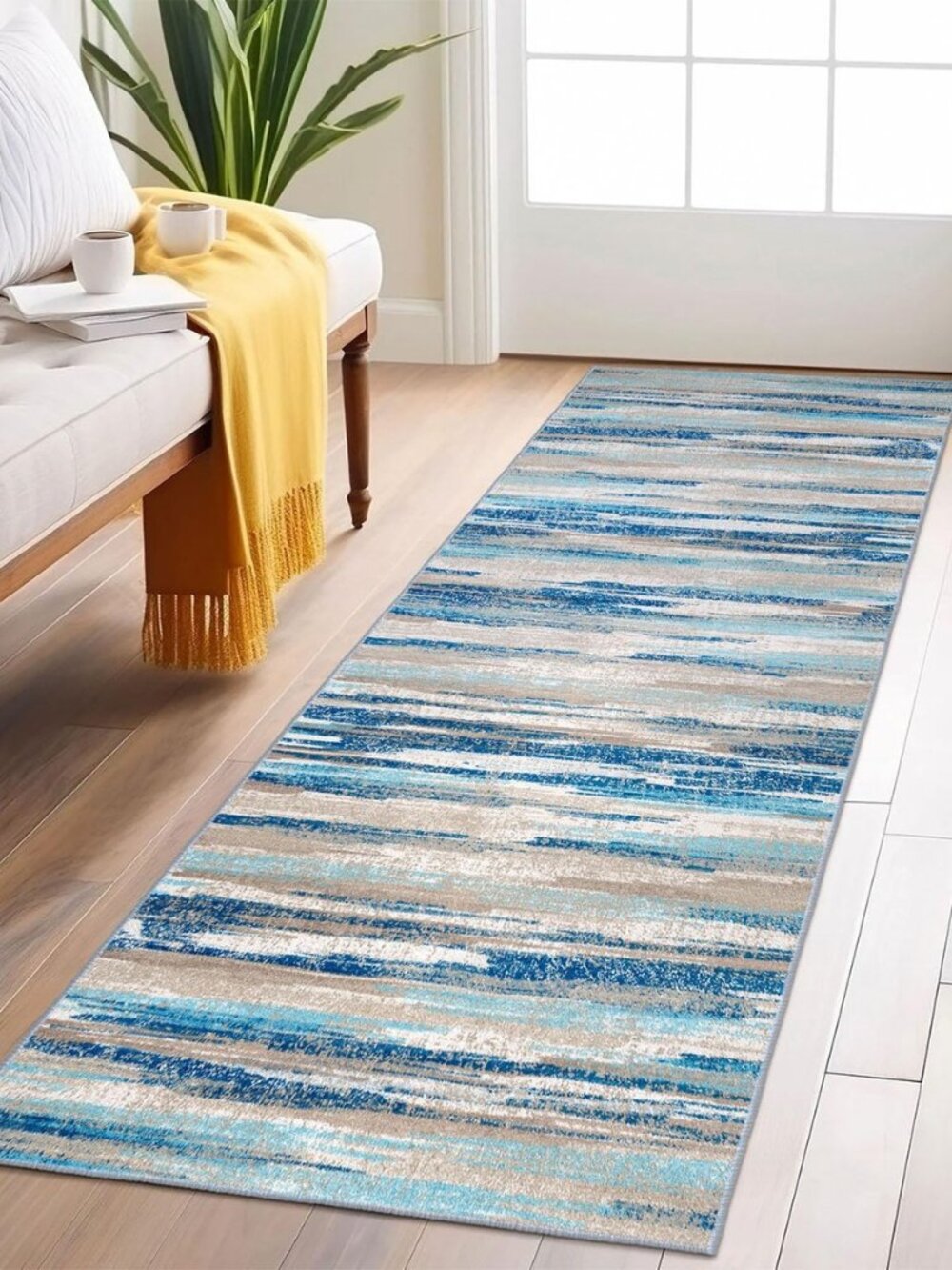 Abstract Washable 2x6 Runner Rug Non Slip Runners for Hallway